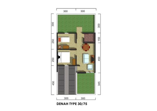 foto denah rumah tipe 30/75 perumahan PESONA PERMATA HIJAU