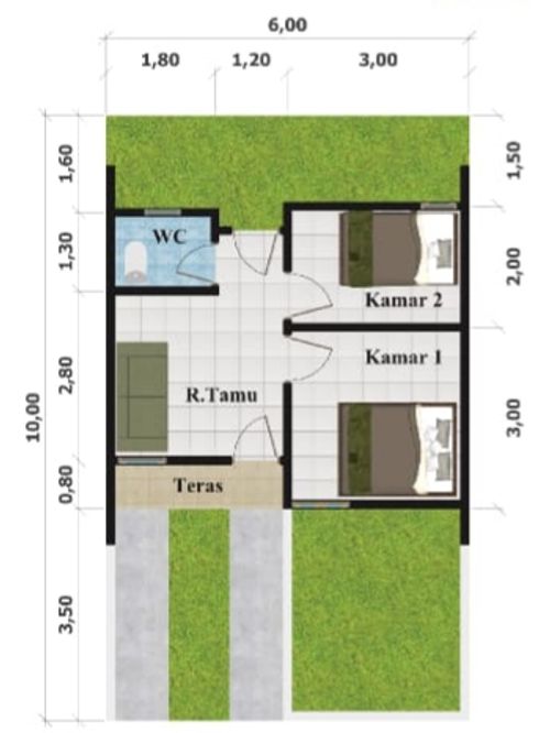 foto denah rumah tipe GRAHA MUTIARA CEMPAKA perumahan GRAHA MUTIARA CEMPAKA