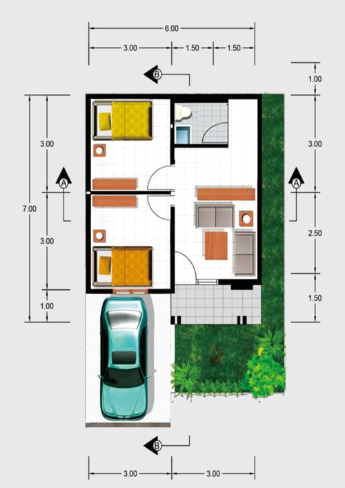 foto denah rumah tipe 36/160 perumahan Griya Utama Permai
