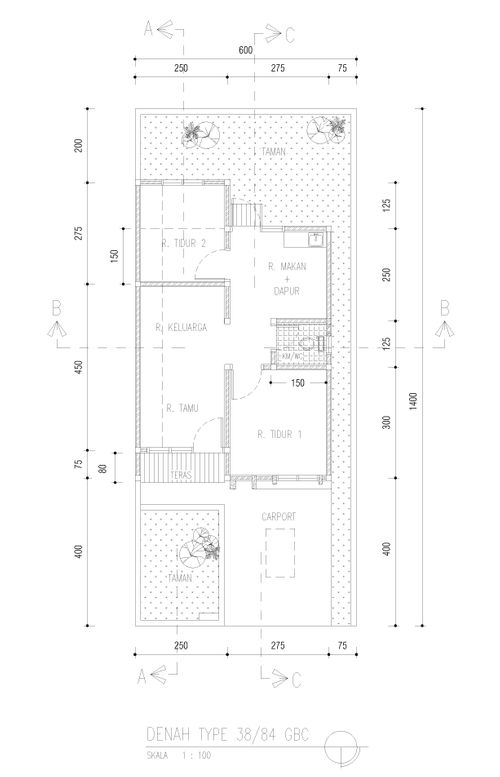 foto denah rumah tipe T. 38/84 perumahan Bukit Ciperna
