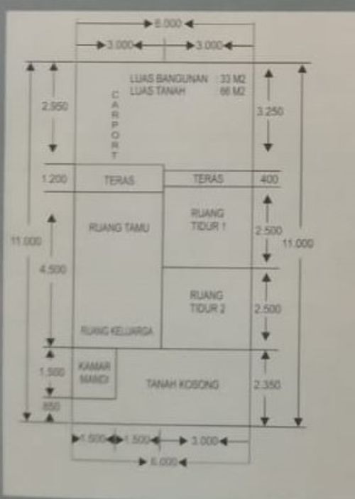 foto denah rumah tipe 33/66 - 123jt perumahan PONDOK MUTIARA