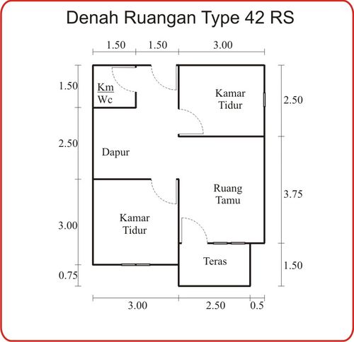 foto denah rumah tipe 42 perumahan Pondok Rumbia Mas 2