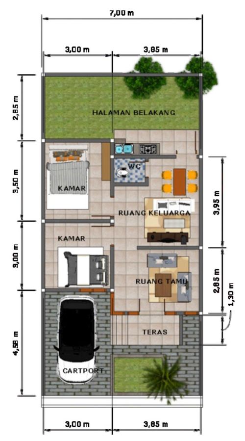 foto denah rumah tipe Violet perumahan REZKY GRAHA 2