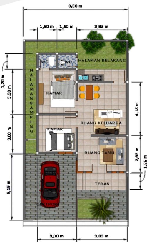 foto denah rumah tipe Edelweiss perumahan REZKY GRAHA 2