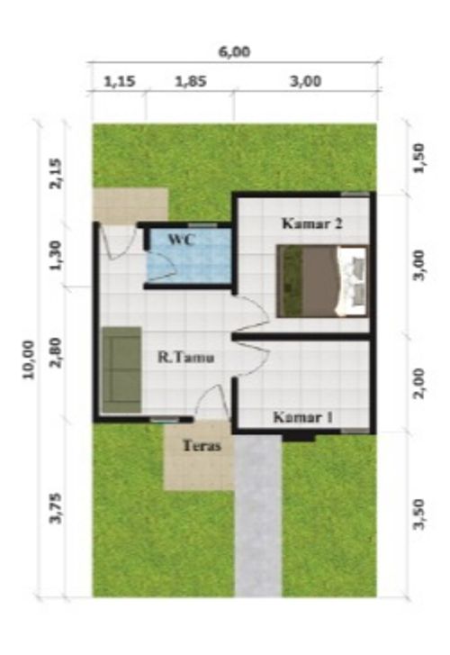 foto denah rumah tipe GRAHA ALANA KLAYAN perumahan GRAHA ALANA KLAYAN