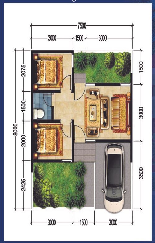 foto denah rumah tipe Tulip perumahan ATHAYA VILLE