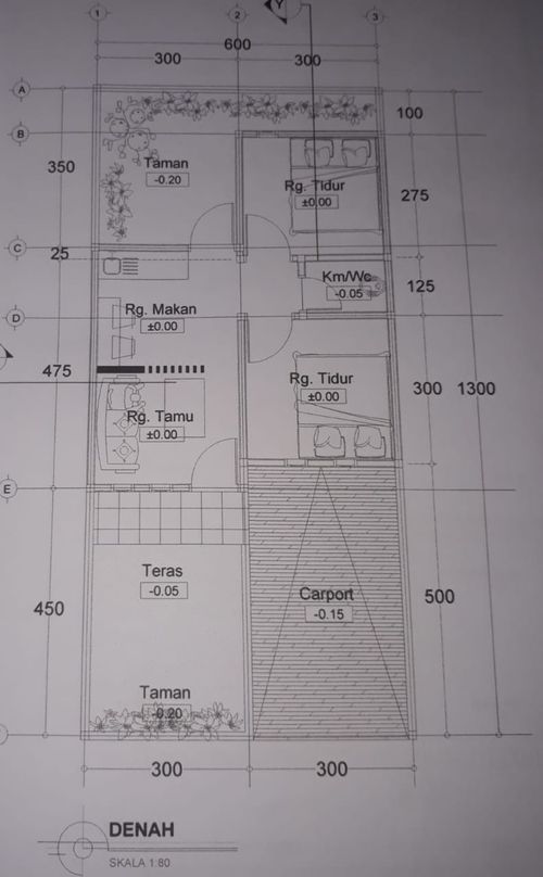 foto denah rumah tipe 36/78 perumahan Graha Pesona Mangarabbe