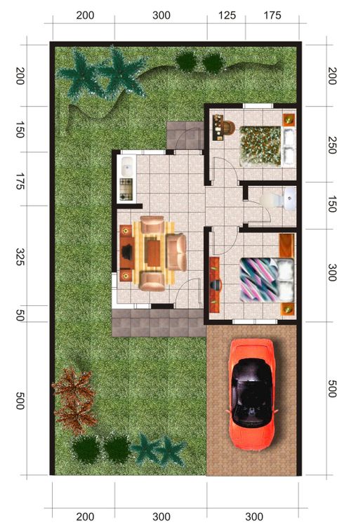 foto denah rumah tipe Maleo 36 perumahan GRIYA ARWANA LESTARI