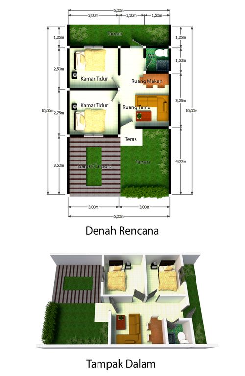 foto denah rumah tipe 30/60 perumahan Gardenia