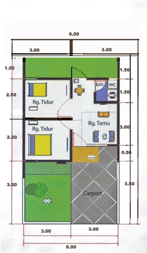 foto denah rumah tipe 30 perumahan Tubanyu Residence