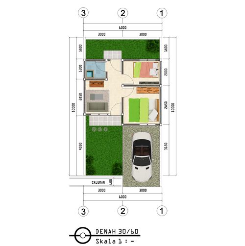 foto denah rumah tipe Rumah 30/60 perumahan PESONA KAHURIPAN