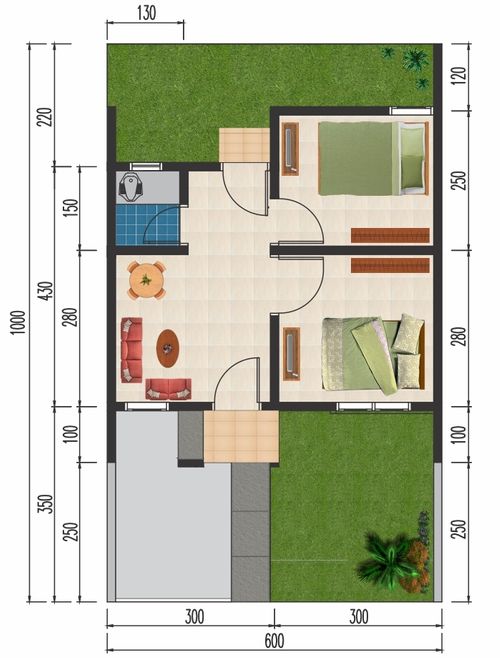 foto denah rumah tipe 30/60 perumahan GARDEN VIEW