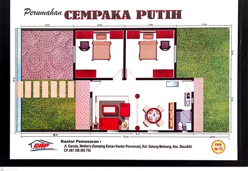 foto denah rumah tipe 36/72 perumahan Cempaka Putih