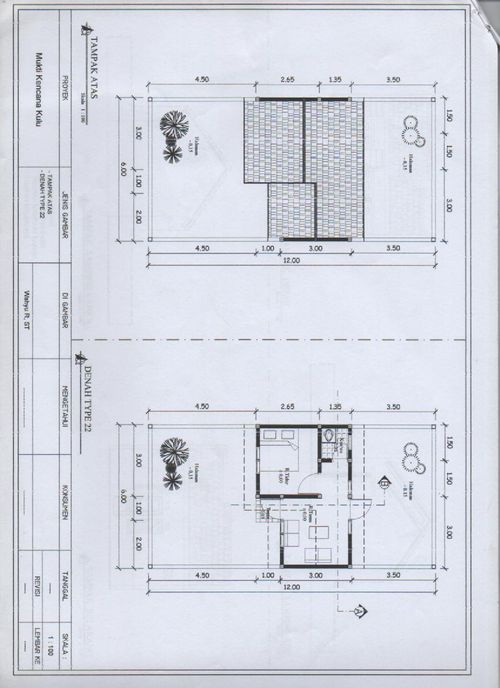 foto denah rumah tipe 22 perumahan Mukti Kencana Kulu