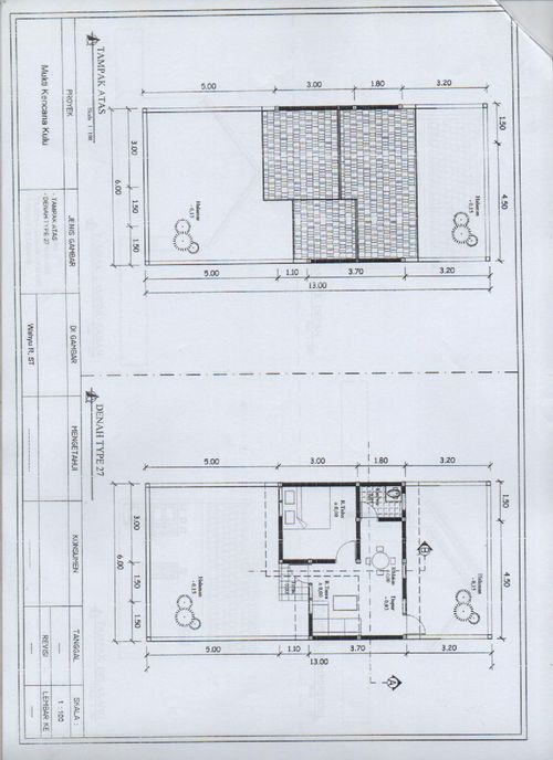 foto denah rumah tipe 27 perumahan Mukti Kencana Kulu