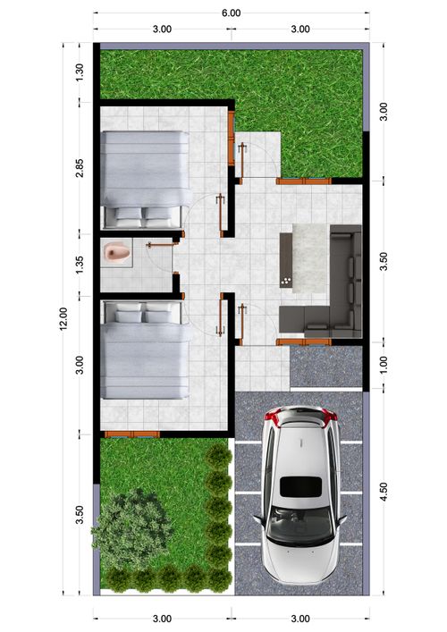 foto denah rumah tipe 36/72 perumahan GRAHA PESONA HALIMPU
