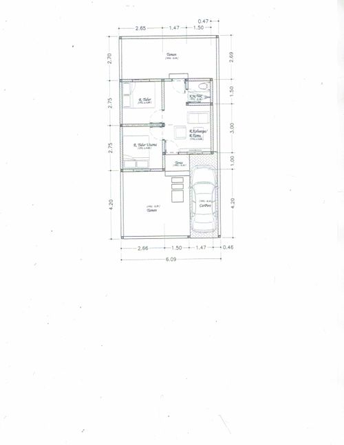foto denah rumah tipe 30/75 perumahan PURI ARTHA KEROBOKAN