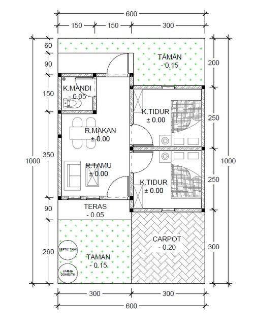 foto denah rumah tipe 30/60 perumahan WITJITRA LAND GAUM KARANGANYAR