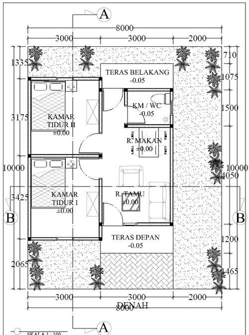 foto denah rumah tipe 36/80 perumahan WITJITRA LAND GAUM KARANGANYAR