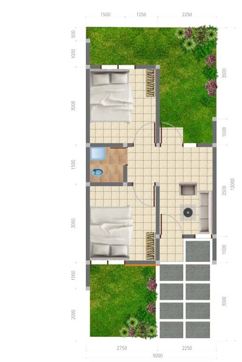 foto denah rumah tipe kios perumahan Graha Kahuripan