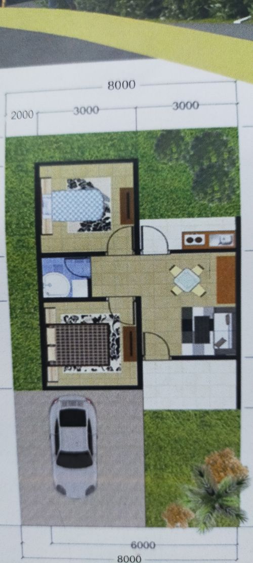 foto denah rumah tipe 36 perumahan Bumi Kawatuna Indah