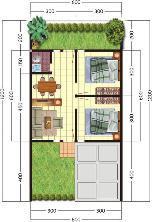 foto denah rumah tipe 36/72 perumahan GRIYA AQILA BIRING JE'NE