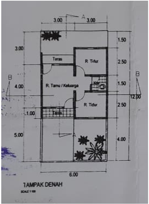 foto denah rumah tipe 30/60 perumahan Persada Asri