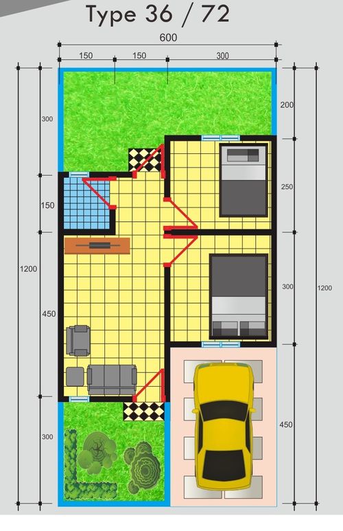 foto denah rumah tipe 36 / 72 perumahan Griya Darma