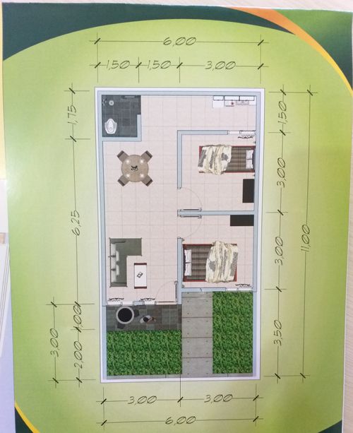 foto denah rumah tipe 36/66 perumahan Green Nurhidayat Romang Polong