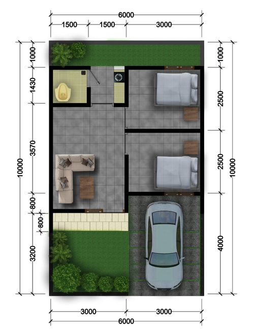foto denah rumah tipe 36/60 perumahan PERUMAHAN BHAYANGKARA RESIDENCE