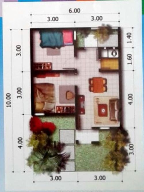 foto denah rumah tipe 36/60 perumahan CERME PRISMA LAND