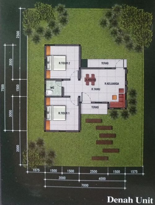 foto denah rumah tipe 36 perumahan RAINBOW HILLS