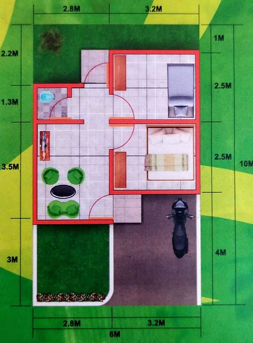 foto denah rumah tipe 30/60 perumahan Bumi cilawu lestari