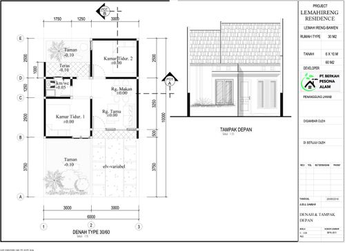 foto denah rumah tipe 30/60 perumahan Lemahireng Residence