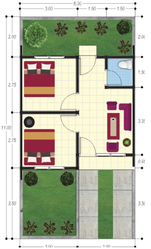 foto denah rumah tipe 33/66 perumahan GUSTI D'BUANA RESIDENCE