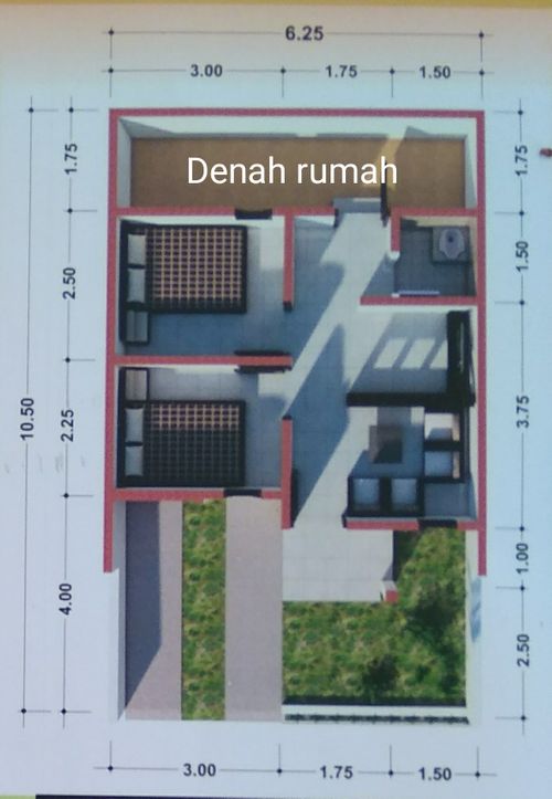 foto denah rumah tipe 34 perumahan Griya Cemara Purwantoro
