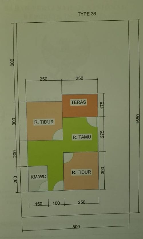 foto denah rumah tipe 36 perumahan KOMPLEK SARANG HALANG RESIDENCE 2
