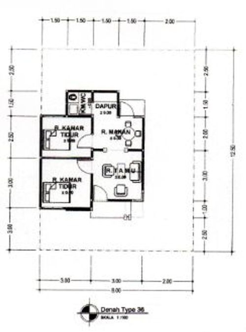 foto denah rumah tipe 36/100 perumahan Cinta Regency