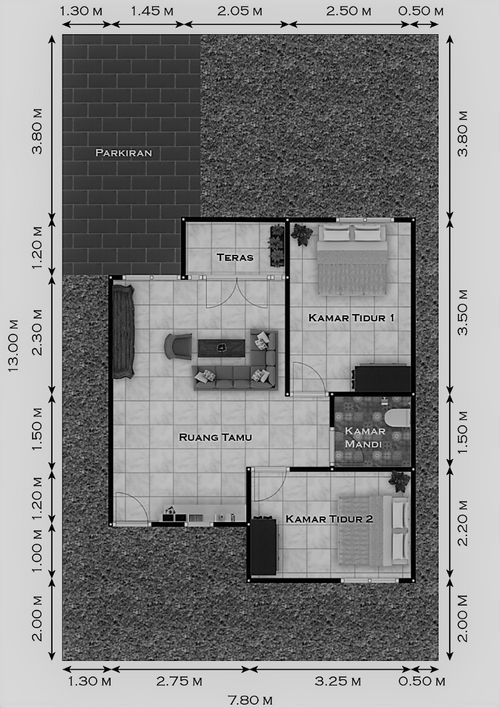 foto denah rumah tipe 36/101 perumahan Tinggede estate