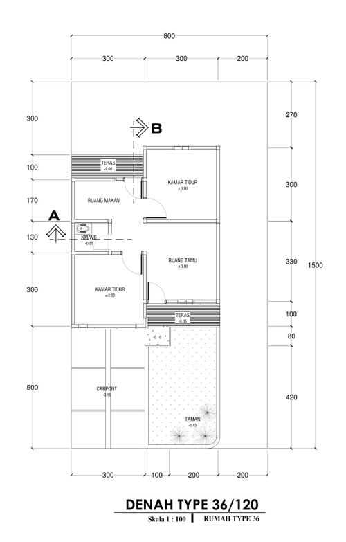 foto denah rumah tipe 36 perumahan BHAYANGKARA RESIDENCE