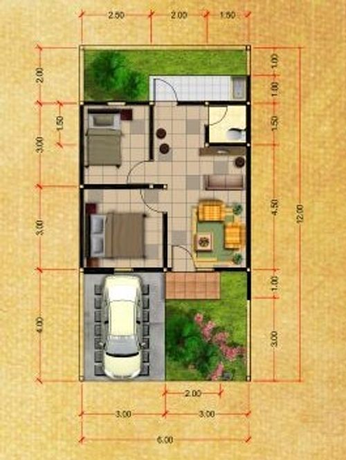 foto denah rumah tipe 36/72 perumahan PONDOK NISHA INDAH