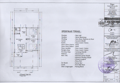foto denah rumah tipe 36 perumahan GRIYA GANDUKEPUH PERMAI