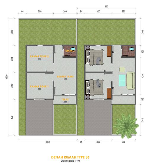 foto denah rumah tipe 36 perumahan SHAFIRA RESIDENCE