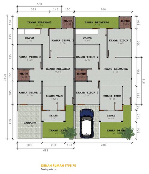foto denah rumah tipe 70 perumahan SHAFIRA RESIDENCE