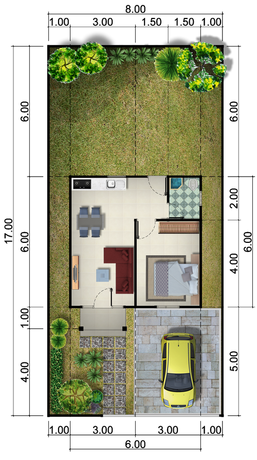 foto denah rumah tipe 36 perumahan GREENLAND RESIDENCE 2