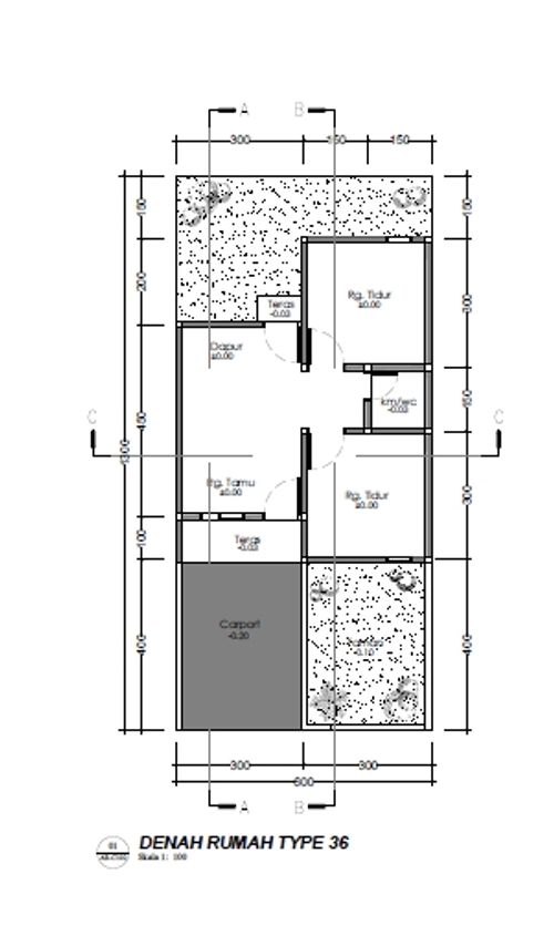 foto denah rumah tipe 36/78 perumahan ANDALUSIA RESIDENCE