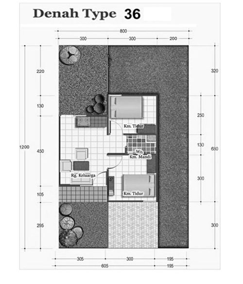 foto denah rumah tipe 36 perumahan Cozy Home Amurang