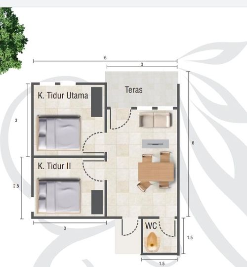 foto denah rumah tipe 36 perumahan TELUK MAKMUR