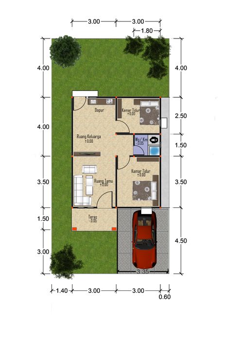 foto denah rumah tipe 45 perumahan HOKILAND RESIDENCE