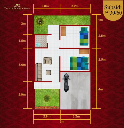 foto denah rumah tipe 30/60 , 138 blue perumahan TALAGA PESONA INTAN